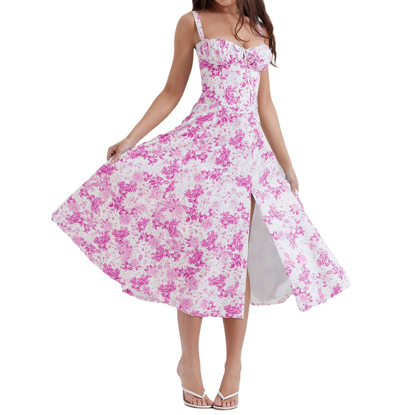 Damen Sommer einfarbiges langes Kleid ärmellos 2023™