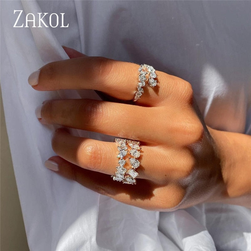 ZAKOL Fashion 3 Schichten unregelmäßiger Zirkonia Silber 2023™
