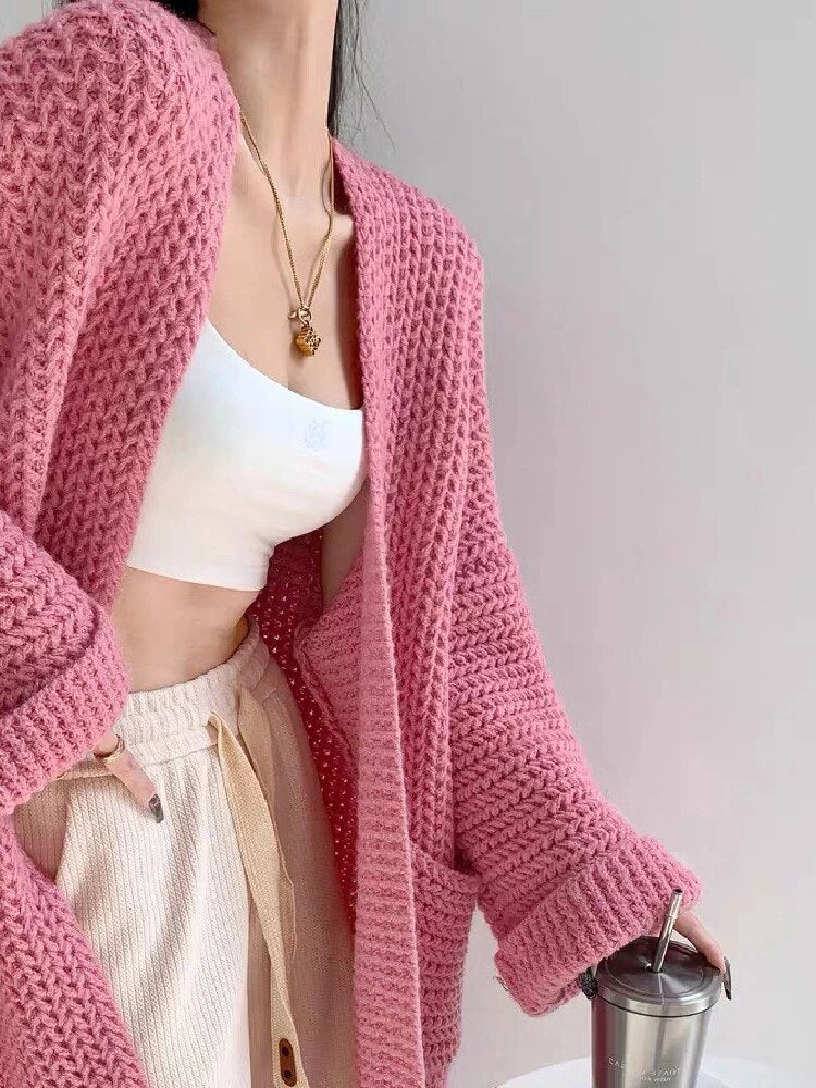 Women Long Cardigan Sweater Female Style Loose Knitwear 2023™