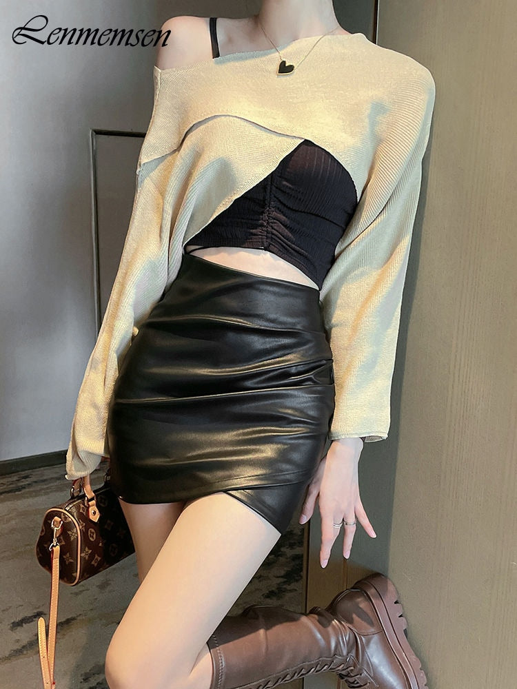 Skirts Women Autumn High Waisted Solid Mini Skirt 2023™