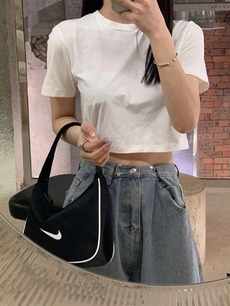 T-shirt Femme Cropped Solid Sexy 2023™