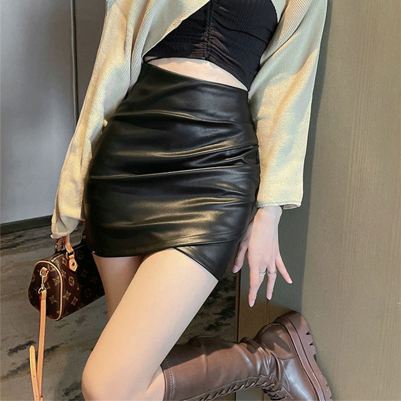 Jupes Femmes Automne Taille Haute Solide Mini Jupe 2023™