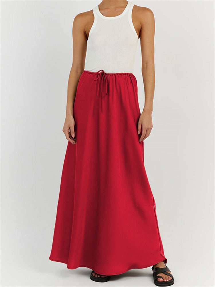 Tossy High Waist Loose, Female Long Skirt Solid Casual Elegant Streetwear Fashion 2023™