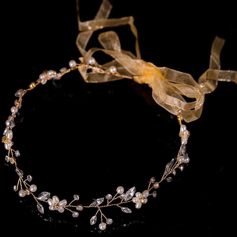 GETNOIVAS Bridal Gold/Silberfarbenes Blumenband-Haarband 2023™