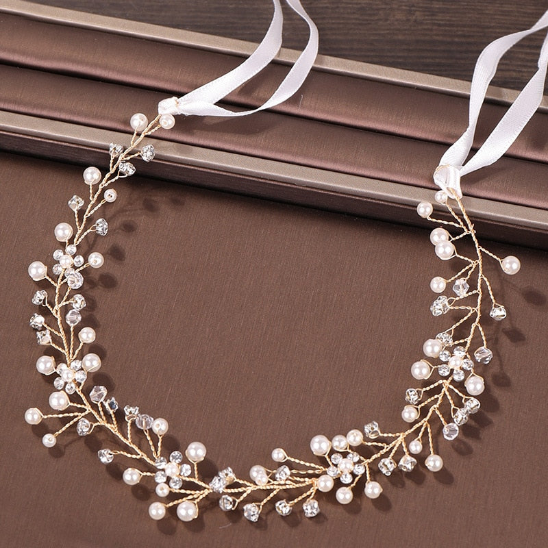 GETNOIVAS Bridal Gold/Silberfarbenes Blumenband-Haarband 2023™