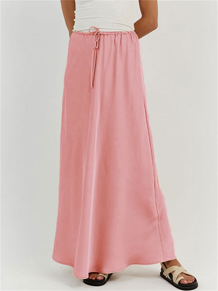 Tossy High Waist Loose, Female Long Skirt Solid Casual Elegant Streetwear Fashion 2023™