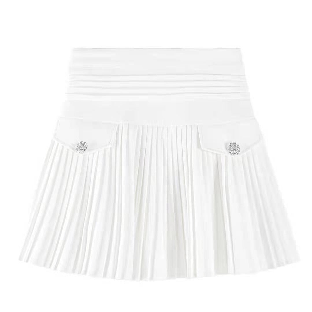White Pleated Skirts Sexy Casual Slim 2023™
