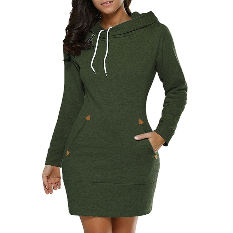 t Sales Women Hooded Dress Warm Long Sleeve Knee-Length 2023™