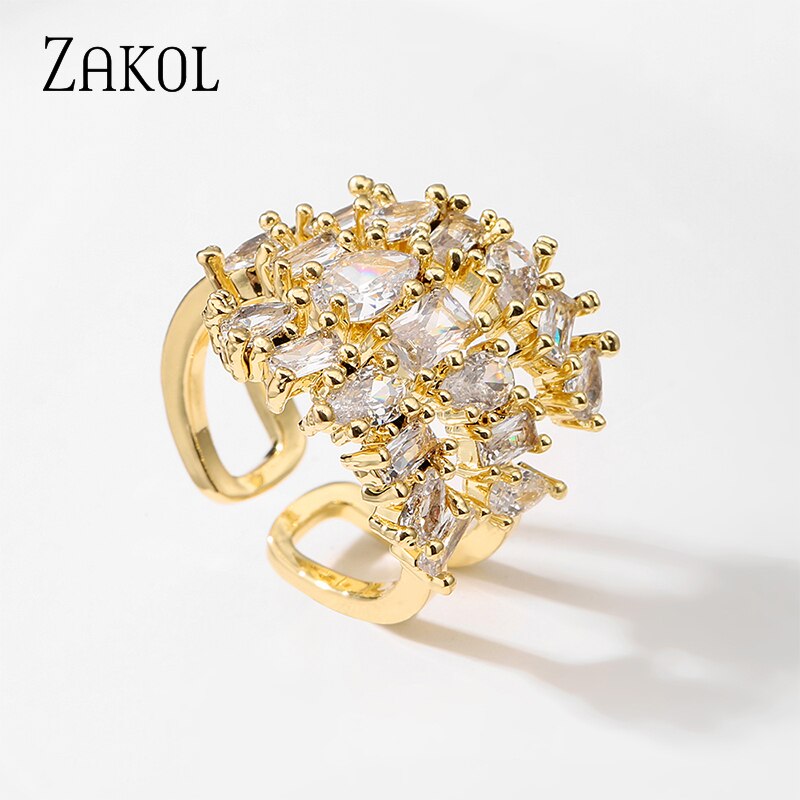 ZAKOL Fashion 3 Layers Irregular Zirconia Silver 2023™
