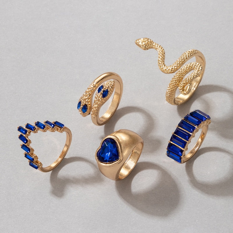 Vintage Long Snake Ring Set For Women Gold Silver 2023™