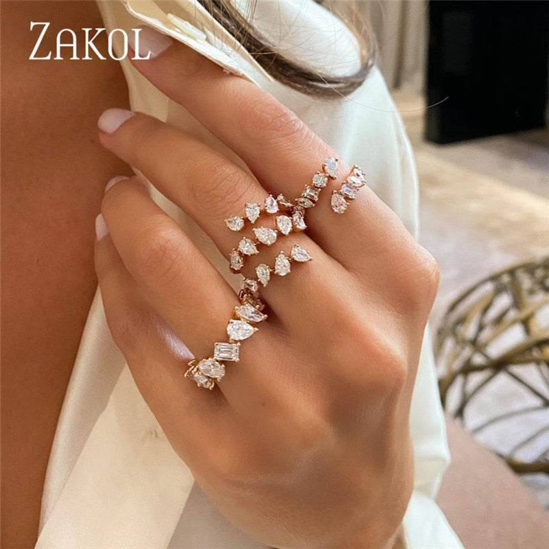 ZAKOL Fashion 3 Layers Irregular Zirconia Silver 2023™