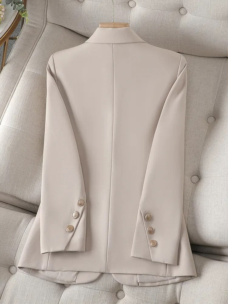Winter Outwear Formal Blazer Beige Female Long Sleeve 2023™